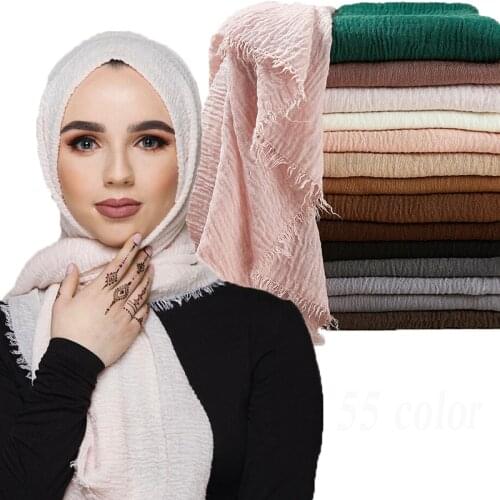 90*180cm women muslim crinkle hijab scarf femme musulman soft cotton headscarf islamic hijab shawls and wraps wholesale price