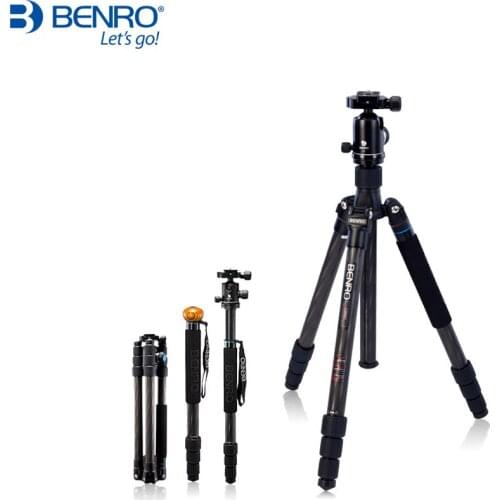 Benro C2682TV1 Tripod Carbon Fiber Camera Stands Monopod For DSLR With V1 Ball Head Carrying Bag Max Loading 14kg