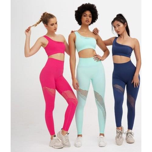 Special Shoulder Design Solid Color Yoga Sets Blank Plain Solid Color Yoga Sets