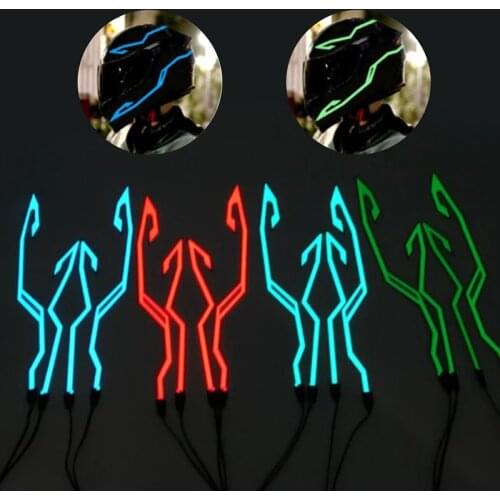 Motorcycle Bike Helmet LED Cold Light Strip EL Sticker Waterproof Flashing Warning Lights Night Riding Helmet Kit