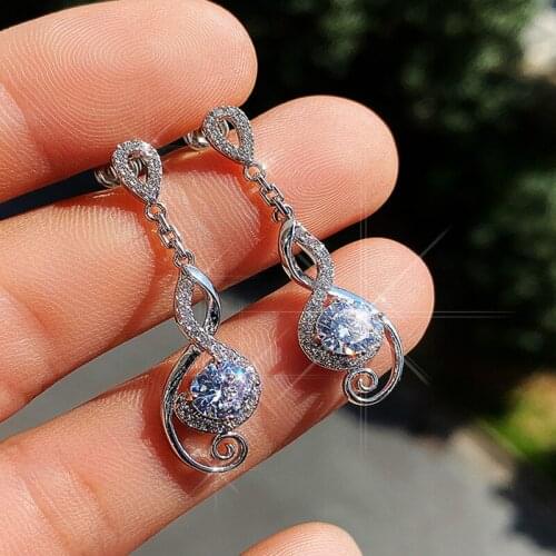 Twist Long Dangle Earrings Women Fashion Jewelry Cubic Zirconia Engagement Wedding Party Female Drop Jewelry High Quality