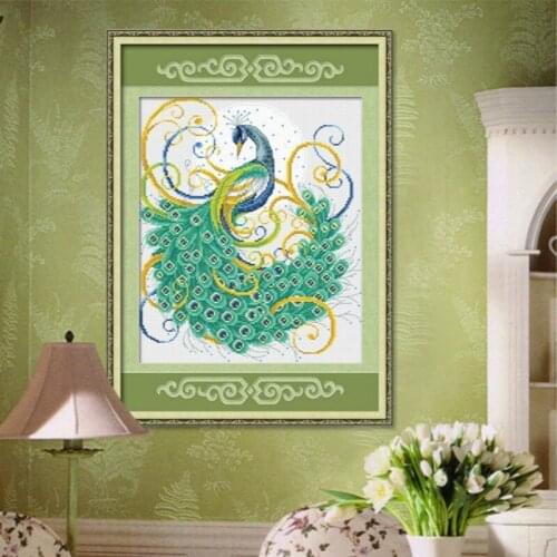 Вышивка крестом наборы Beautiful peacock cross stitch 11CT printed canvas in the moonlight Living room wall decoration
