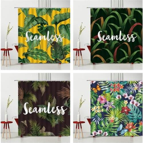 Plant Shower Curtain Set Tropical Plants Decoration Bathroom Set Bathroom Curtain Space Shower Curtain Bathroom Household Items