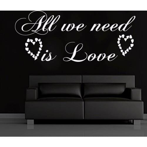 ZOOYOO All We Need Is Love Living Room Removable Art Wall Stickers Hearts Vinyl Self Adhesive Home Decor