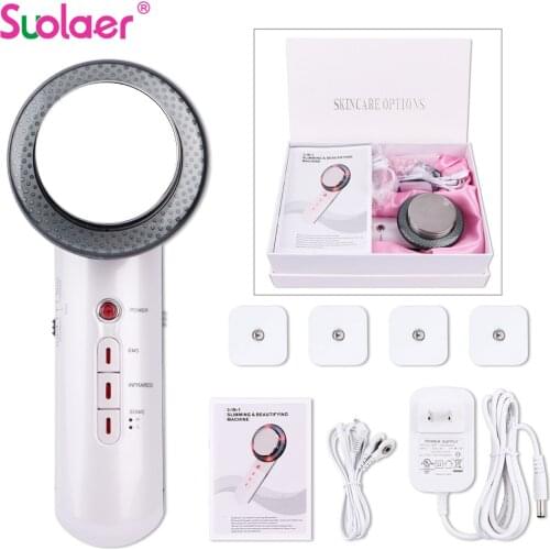 3 in 1 Facial Lifting EMS Infrared Ultrasonic Body Massager Device Ultrasound Slimming Fat Burner Cavitation Face Beauty Machine
