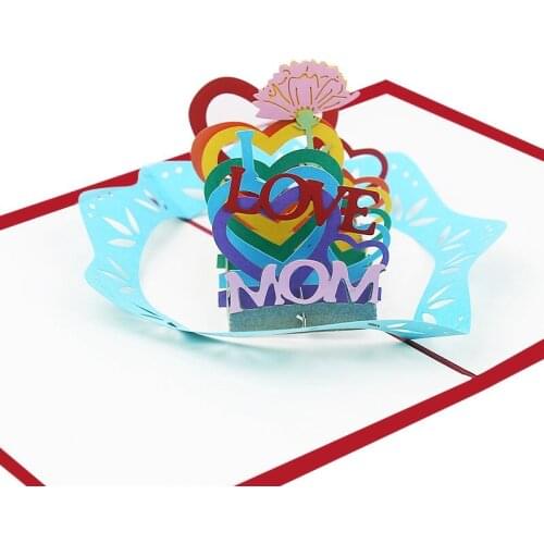 3D Cards for Mothers Day Gifts Card I Love Mom Flowers Bouquet Greeting Cards for Mother Birthday Card