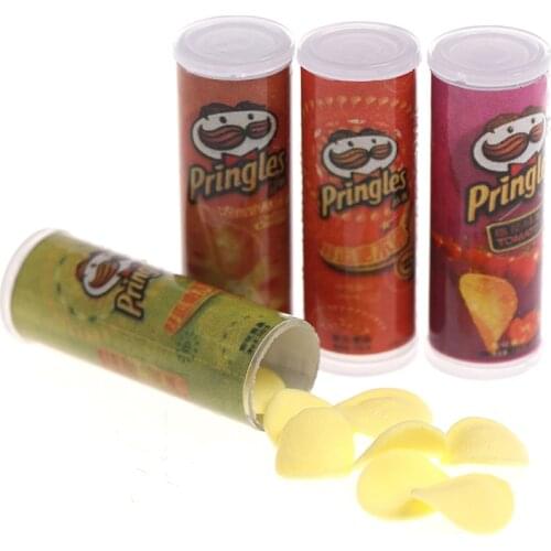 4PC 33mm*13mm Mini Simulation Potato Chips Bottle Dollhouse Miniature Play Kitchen Food for Doll Toy