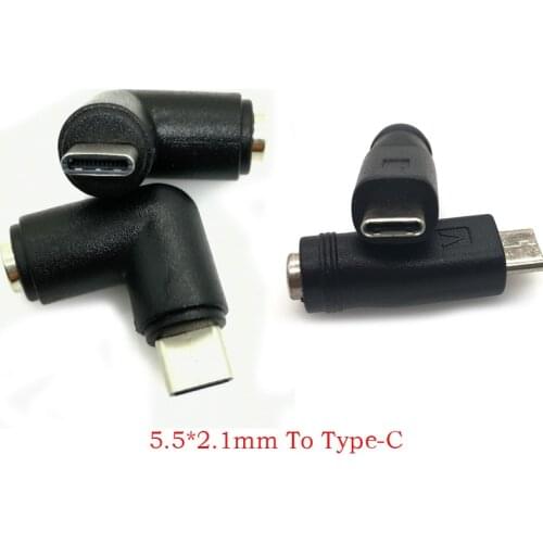 5.5*2.1mm 5.5 x 2.1 mm Female jack to Type-C USB 3.1 Male Plug 90 / 180 Degrees DC Power Connector Adapter DC to Type c male