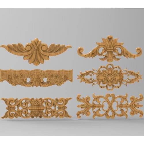 6pcs european style carving flower 3D model for cnc carving engraving in STL file 3D furniture decoration Decor