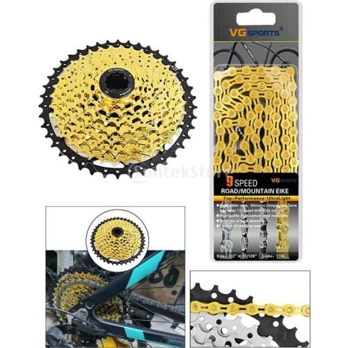 9/10 Speed Bicycle Chain Silver Half Hollow Bike Chain Mountain Road Bike Quick Link Connector Bike Chains Ultralight 116L Gold