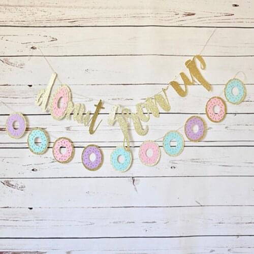 2pcs Glitter Paper Letter Pull Flower Donut Grow Up Letter Pull Flower Childrens Day Birthday Summer Ice Cream Party Decoration