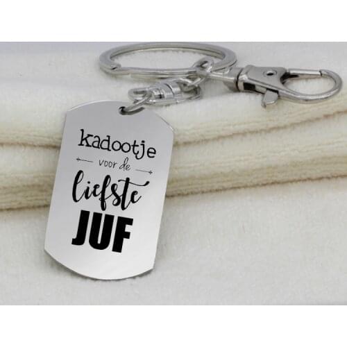 Liefste Juf Keychain 2019 Top Selleing Dog Tag Pendant Keyring Jewelry for Teacher YP6929 Drop Shipping