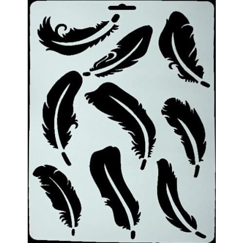 DIY Scrapbooking Leaves Feather Template Baking Kitchen Decorating Cake Stencil Spray Leaves Feather Template Embossing Folders