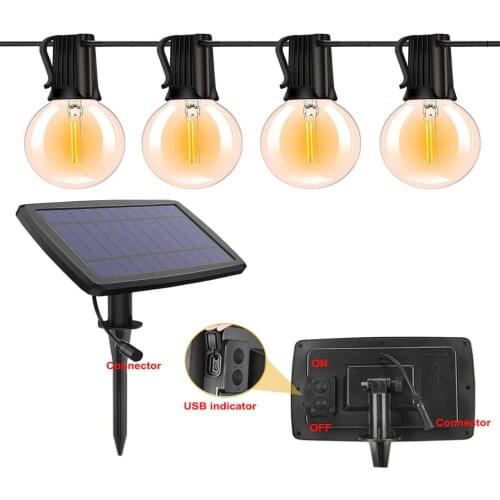 Solar String Lights With 10/25 Clear LED Bulbs Vintage Backyard Patio Holiday Home Lights Waterproof Hanging Lights Decoration