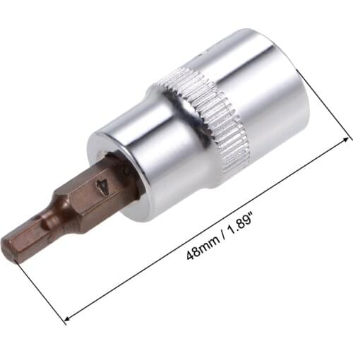 Uxcell 3/8-Inch Drive Bit Socket H4 S2 Steel 48mm Length 2 Pcs