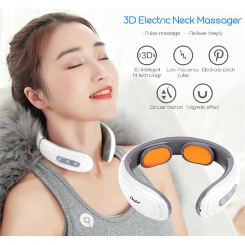 3D Electric Pulse Neck Back Kneading Massager with Electrode Pads For Pain Relief Relaxation Battery Powered Health Care Machine