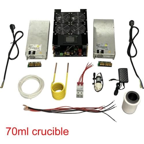 5000W ZVS Induction Heater Induction Heating PCB Board Heating Machine Melted Metal + Coil+Pump+ crucible+power supply