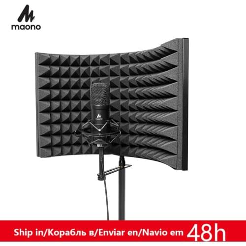 Studio Microphone Isolation Shield Foldable High Density Absorbing Foam Condenser Microphone Accessory for Panel Sound Recording