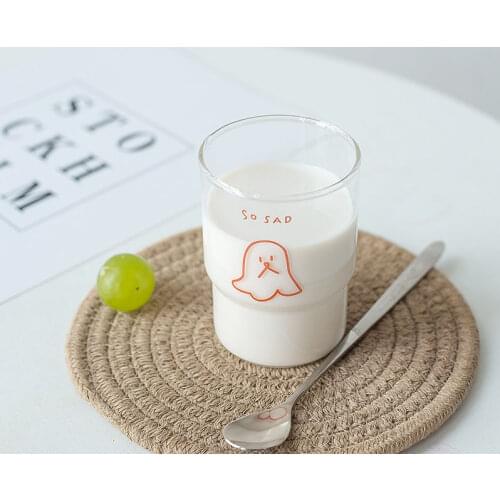 Ins Korea Fashion Glass Creative Cute Cartoon Coffee Mug Breakfast Milk Glass Transparent Gift White Bear Cup