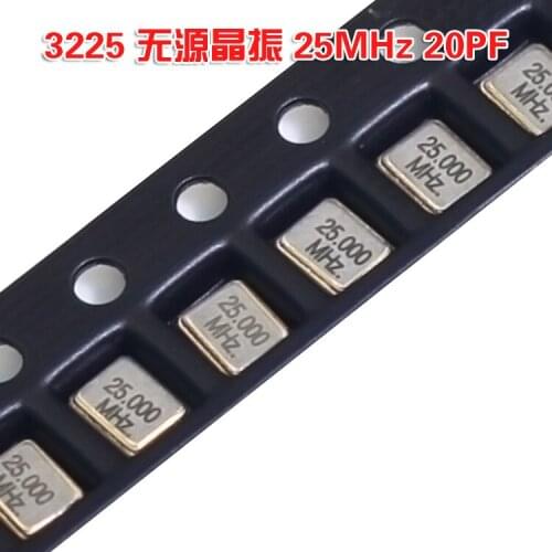 Patch crystal oscillator 3225 25MHz 20PF + 10ppm 4 pin patch passive 25M 4P tape