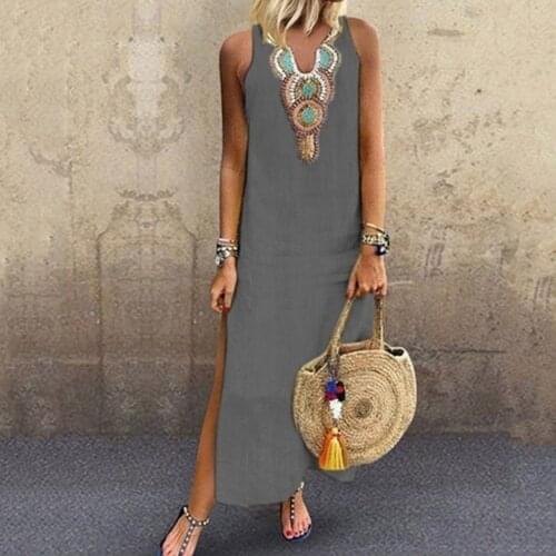 Summer Women Loose Casual Dress Plus Size Sleeveless V Neck Elegant Midi Dresses For Women Clothing Vestidos De Verano 2021
