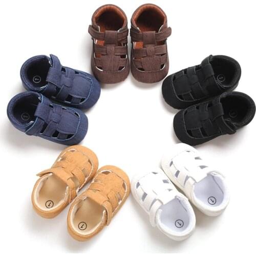 Baby Boys Summer PU Leather Shoes Breathable Anti-Slip Sandals Toddler Soft Soled First Walkers Shoes 0-18M