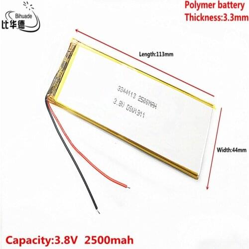 Liter energy battery 3.8V,2500mAH 3344113 Polymer lithium ion / Li-ion battery for tablet Internal battery of mobile phone