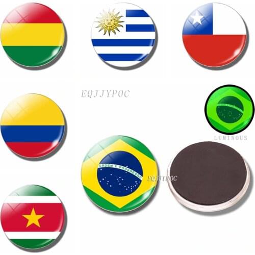 Fridge Magnets Flag South America Colombia Guyana Suriname Brazil Bolivia Chile Uruguay Argentina Luminous Refrigerator Decor