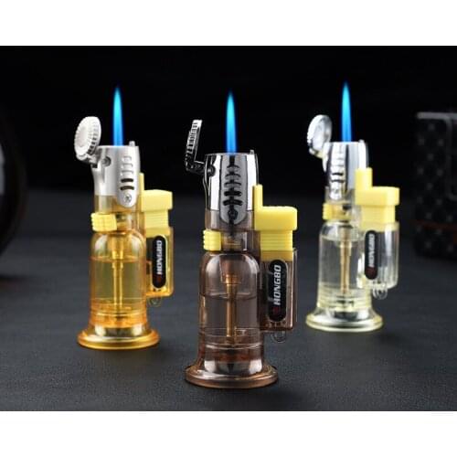 Mini Gas Lighters Personalise Transparent Visible Gas Cigarette Lighter Cigar Pipe Gadgets for Men Gift Turbo Lighters