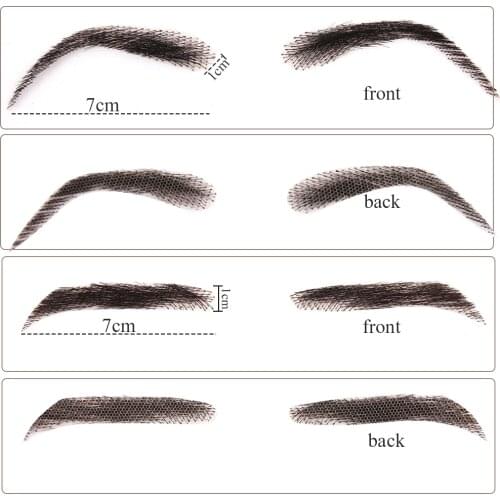 MSTN Handmade Hair False Eyebrows Black Color Lace Base For Party Wedding Cosplay Fake Eyebrow Synthetic Eyebrows For Women