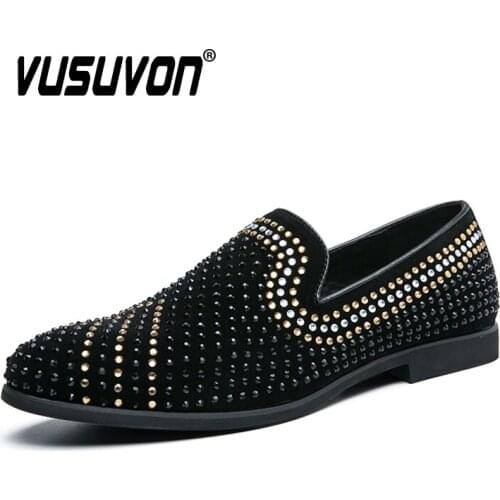 2020 Fashion Men Shoes Flats Breathable Leather Loafers Slip On Casual Shoes Creation Crystal Social Party Shoes