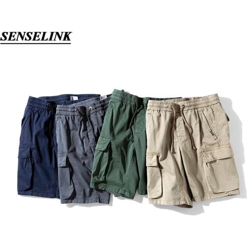 Men Summer New Solid Color Shorts Casual Fashion Solid Color Multi-Pocket Cargo Pants Shorts Plus Size Stretch Shorts Men 29-38