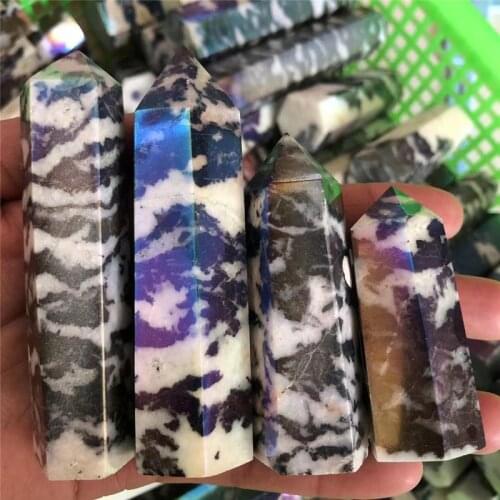 Natural Crystal point aura Zebra Stone Tower Crystal Healing Point Mineral Stones Home Decor