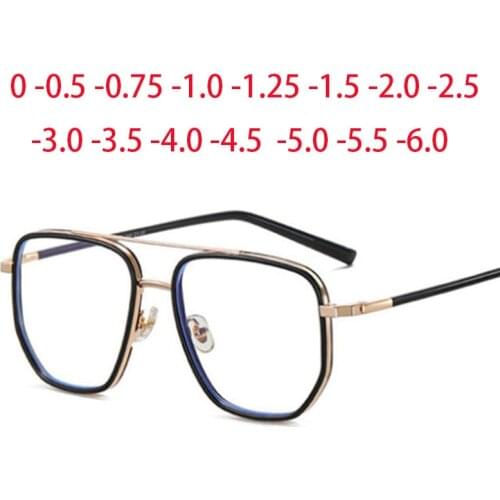 Women Men Polygon Metal Prescription Nearsighted Eyewear Student Transparent Optical Spectacles Gold Myopia Glasses 0 -0.5 -1.0