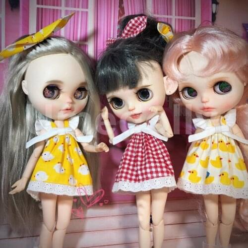 1PCS Cute Blyth Doll Dress Fly Sleeve Dresses Clothes for Blyth, Licca, Azone, Redberry 30cm Doll Clothing Accessories