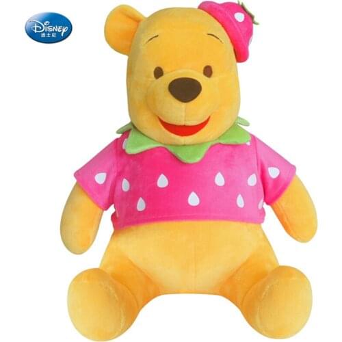 Disney Plush Toy Red Strawberry Winnie the Pooh Cute Plush Toy Wearing Red Riding Hood Winnie the Pooh Super Soft Girl Gift