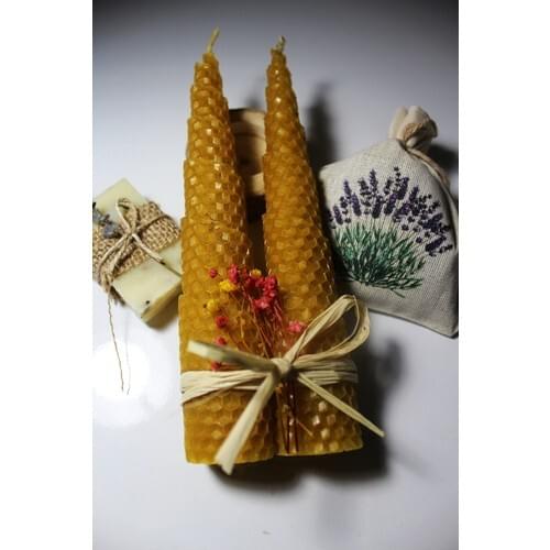 Frig Lavender Design Gift Conical 2'li Winding Wax Candle Set