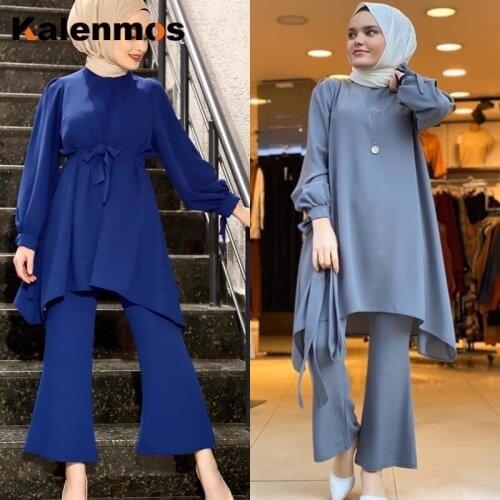 Ramadan Eid Muslim Sets Dubai Abaya Turkey Hijab 2 Piece Sets Islam Clothing Women Musulman Ensembles De Mode Moroccan Kaftan
