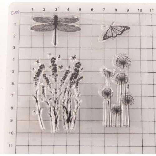 Reunion Dragonfly Flower Scrapbooking Card Album Paper Craft Rubber Roller Transparent Silicon Clear Stamp