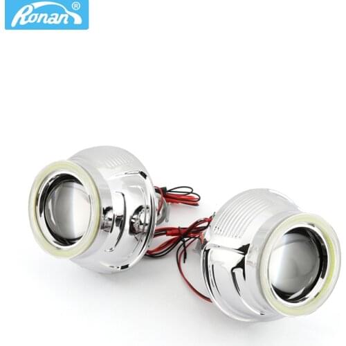 RONAN Car styling 2.5" HID Bi xenon H1 Headlight Lens Projector with 80mm COB Angel Eyes Halo mask For Car Retrofit
