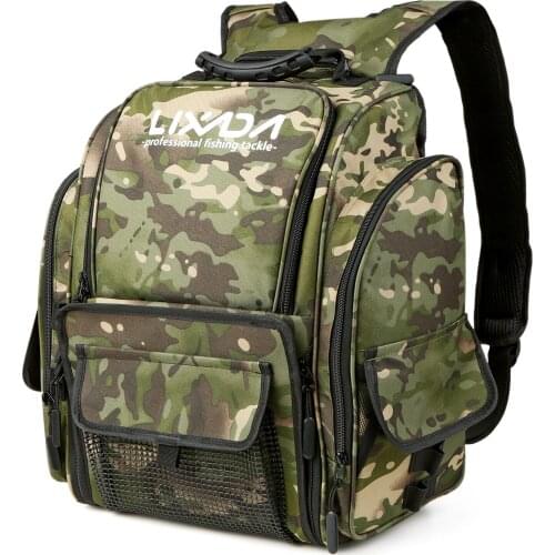 Lixada Fishing Tackle Backpack with 4 Trays Large Tackle Storage Bag Rain Cover Outdoor Shoulder Water-Resistant Fishing Bag