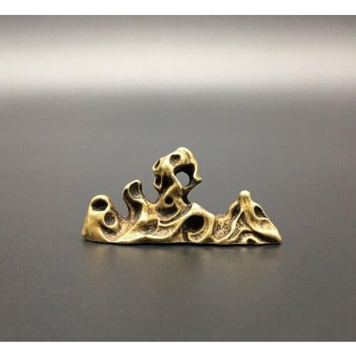 Collectable Chinese Brass Carved Stationery Supplies Yamagata Pen Holder Exquisite Small Statues