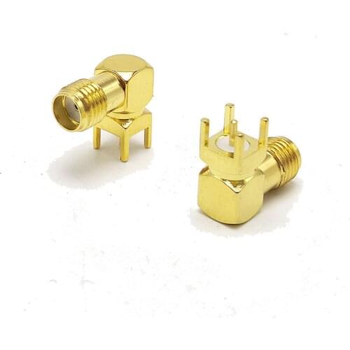 SMA PCB Mount connector SMA Female Right Angle Coaxial RF SMA Connector gold plated 10pcs/lot
