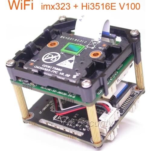 WiFi H.265 / H.264 1/2.9" Sony Exmor IMX323 CMOS image sensor + Hi3516E V100 CCTV IP camera PCB board module + Antenna