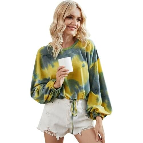 Women Hoodie Long Sleeve Short Tops Waist Tie Rendering Hip Hop Style Pollover Sweatwear Sweatshirt Casual