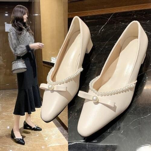 Womens Elegant Vintage High Heels, Ladies Pumps Decorated with Pearls, Bride Bridesmaid Fashion Wedding Shoes