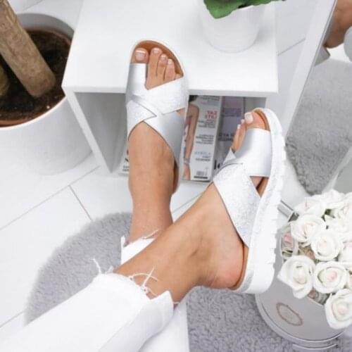 Women Sandals Penelope Silver Color Leather Slippers Heeled Beach Shoes For Ladies Ergonomic Outdoor 2021 Summer Fashion