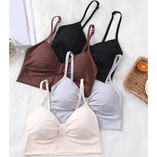 Womens Cotton underwear Tube Top Female Soft Tank Up Womens Sports Bra Sexy Lingerie Top Push Up Brassiere Sports Crop Top
