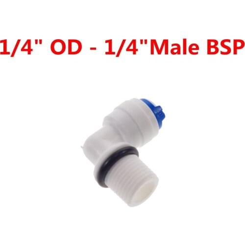 1/4" Tube OD Pushfit Quick 1/4" Male BSP Elbow With Seal Pipe Reverse Osmosis RO Water System Fitting Connector Adapter