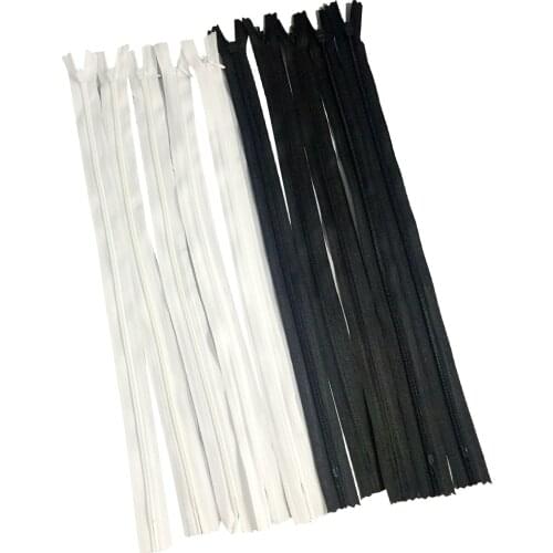 10 Pcs Black&White Invisible Nylon Closed End Zip Zipper For Tailor Sewing DIY Cushion Clothes Accessory 40cm